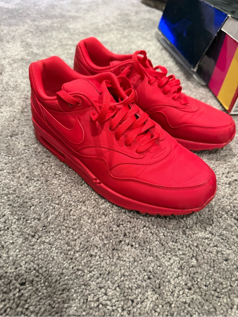 Nike Men’s Air Max 1 All-Red Athletic Sneakers
